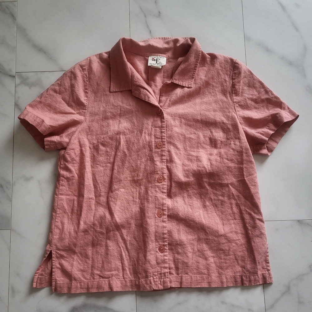 Linen Button Up Vintage Top Ease Sport Casual Sportwear Collection Size 12